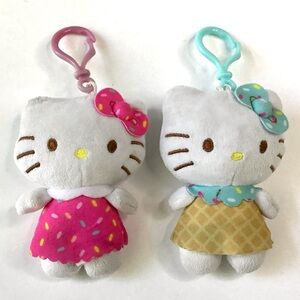 Hello Kitty Plush Dangler Backpack Clip Keychain Bag Purse Bling Sanrio Set of 2